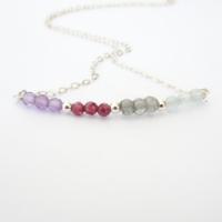 Collier zodiacal en pierres précieuses naturelles minuscules, bijoux en pierre de naissance, acier inoxydable, cadeau de demoiselle d'honneur, cristal de guérison fait à la main, 12 signes
