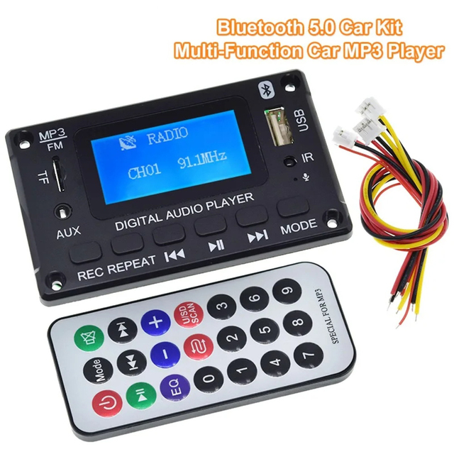DC 5V 12V MP3 Decoder Board WMA Decoding MP3 Player Bluetooth5.0 Audio Module Support WMA WAV TF USB FM Radio Handsfree Call