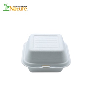 Biodegradable blanco hamburguesa caja de caña de azúcar fibras 6 pulgadas - Product Image 3
