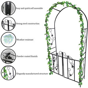 Móveis de jardim com estrutura de aço verde, portas de entrada dianteiras em arco de aço, ferro forjado, villa, portão duplo - Product Image 3