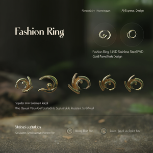 Fashion <b>Ring</b> 316L Stainless Steel PVD Gold Plating Sustainable Resistant Design - Product Image 3