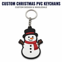 Porte-clés personnalisé en PVC et acier inoxydable, motif bonhomme de neige, avec chapeau haut noir et écharpe rouge, pour Noël, fêtes d'hiver, cadeaux en gros, fabrication OEM