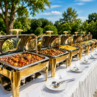 Ensemble de réchauds de luxe à couvercle roulant, chauffe-plats commerciaux en acier inoxydable pour buffet avec supports à combustible, équipement de restauration