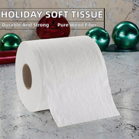 Papier toilette de Noël Nanbo Premium Strong, imprimé rennes et flocons de neige, en pâte de bois vierge douce, 1 pli, paquet de 10 rouleaux, Guangdong
