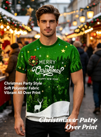 T-shirt décontracté unisexe à manches courtes avec imprimé 3D motif de Noël dégradé, nouveauté transfrontalière