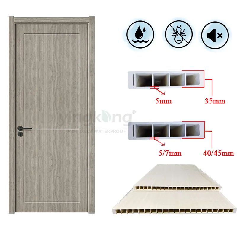 Yingkang wholesale price wood plastic composite waterproof indoor door WPC door PVC door in the Middle East
