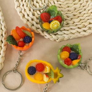 Customized Fake Fruit Sorbet Metal Key Chain Funny Keychains Gift 3D <b>Cute</b> Keychain Simulation Fruit Keyring - Product Image 5