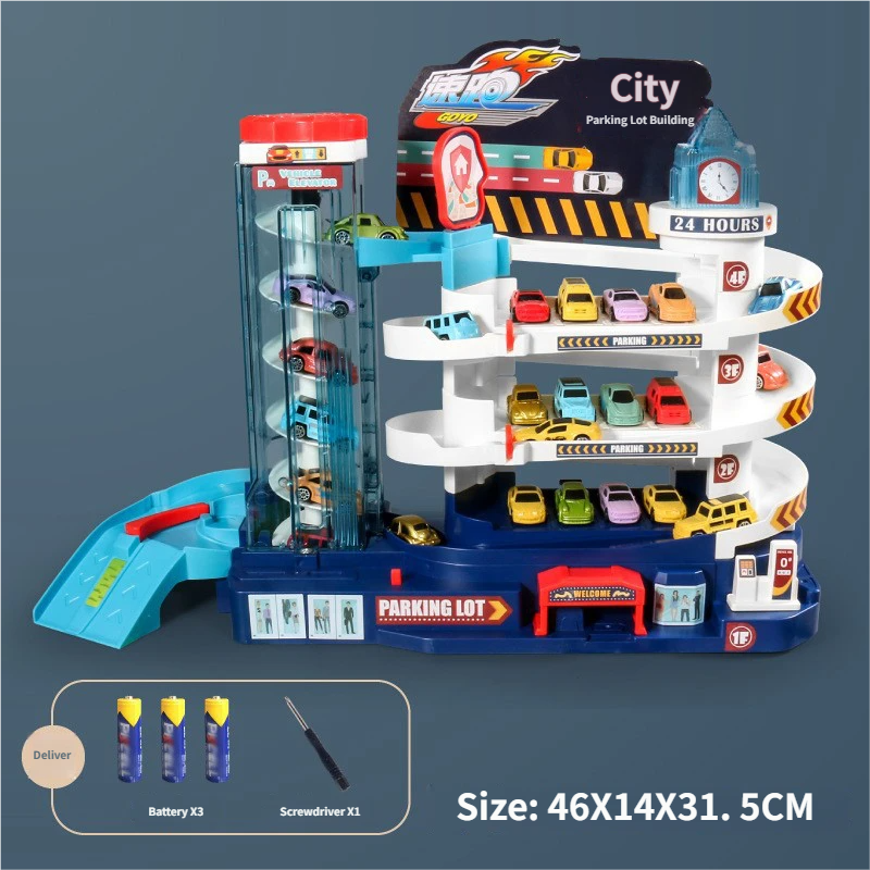 mail order box-4 storey parking building-6 cars