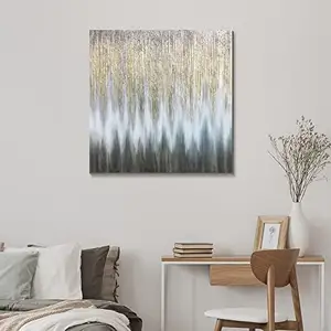 100% Handgeschilderde Huisdecoratie Zwart En Goud Canvas Moderne 3d Plooien Handgemaakte Abstracte Kunst Aan De Muur