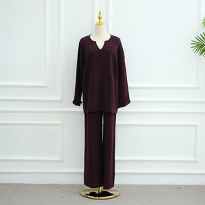 Tùy Chỉnh 2 Mảnh Thiết Lập Đan Cộng Với Kích Thước Của Phụ Nữ Áo Len Dệt Kim Của Phụ Nữ Hàng Đầu Dài Tay Áo Thun Dài Thiết Lập - Product Image 4