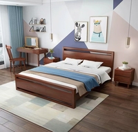 Ensemble lit double extra large moderne et luxueux pour chambre à coucher Mobilier de maison au design minimaliste simple et en bois massif