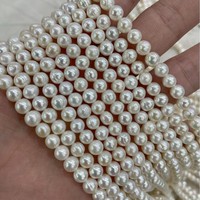 Perles d'eau douce naturelles à fort lustre, 6-7 mm, presque rondes, en vrac, nukleées, pour la fabrication de colliers et bijoux DIY