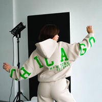 Conjunto de Sudadera y Pantalones Deportivos Extra Grandes para Mujer, con Estampado en la Espalda, Sudadera con Capucha y Pantalones Jogger, Conjunto de 2 Piezas
