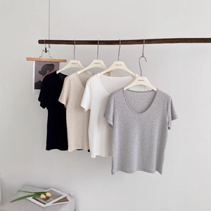 T-shirt décontracté en Lyocell Tencel Rain Linen, coupe courte, 210 grammes, coupe ample, impression sérigraphique, design vierge - Product Image 2