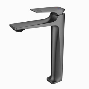 Grifo Monomando <span class=keywords><strong>para</strong></span> Lavabo <span class=keywords><strong>de</strong></span> Baño, Montaje en Cubierta, <span class=keywords><strong>de</strong></span> Aleación <span class=keywords><strong>de</strong></span> Zinc Color Gris Metálico, con Control Dual <span class=keywords><strong>de</strong></span> Agua Fría y Caliente, Válvula Cerámica Medidora - Product Image 2
