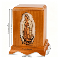 Urne funéraire en bois pour animaux de compagnie avec incrustation Notre-Dame de Guadalupe, religieuse, catholique, verticale, pour cendres de chien ou de chat, souvenir commémoratif