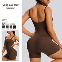 Combinaison de yoga sans couture à manches courtes à carreaux style européen et américain, respirante, séchage rapide, tenue de sport une pièce pour la gym et l'entraînement