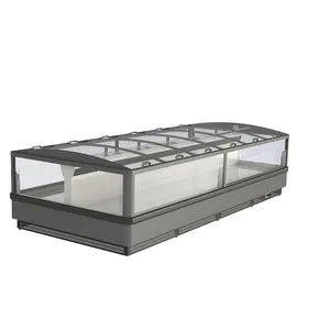 冷凍設備スーパーマーケットガラスドア分割大容量アイランドディスプレイ冷凍庫