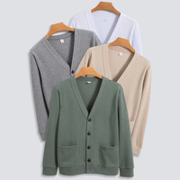 Pull en laine 100% tricoté sur mesure de marque de créateur pour hommes Cardigan tricoté pour hommes pour l'automne