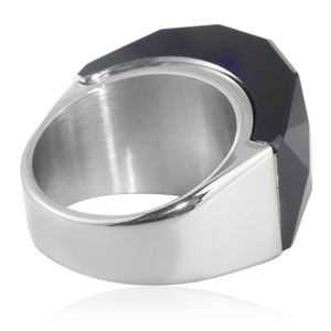 Men's <b>Titanium</b> Steel Geometric <b>Ring</b> <b>Black</b> Stone Punk Style Jewelry Gift - Product Image 2