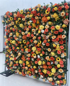 पीले गुलाब सूरजमुखी पुष्प दीवार पैनल 8 फीट x 8 फीट x 8 फीट रेशम कृत्रिम फूलों की दीवार पृष्ठभूमि - Product Image 5