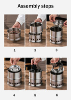 Aksesori Peralatan Masak untuk Berkemah di Luar Ruangan Kompor Camping Stainless Steel Mini Lipat - Peralatan Camping Portabel