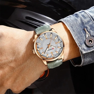 CURREN 8390 Nouvelle montre-bracelet sport classique pour homme 2024, marque haut de gamme, or gris, montre masculine en cuir véritable, quartz sport, montre-bracelet pour homme - Product Image 5