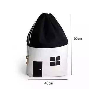 Ins populaire toile tissu jouets sac de rangement enfants sacs de rangement à cordon - Product Image 6