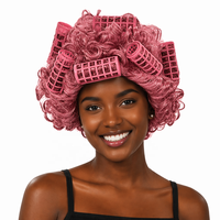 Ensemble d'accessoires de cosplay pour femme âgée, perruque bouclée rose