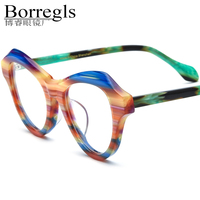 Monture de lunettes Borregls multicolore en acétate pour femme, nouvelle collection 2026, de marque, design œil de chat, lunettes optiques, monture de vue 19380