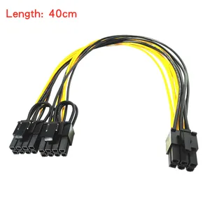 40cm PCI-E PCIE 6Pin זכר כפולה 8Pin 6 + 2Pin זכר מתאם כבל גרפיקה GPU וידאו כבל חשמל מודול ספליטר חוט 18AWG