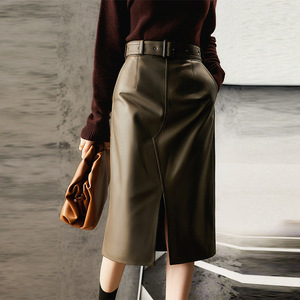 Gonna donna donna donna donna donna in pelle corta Mini matita alta a vita alta per donna <span class=keywords><strong>Micro</strong></span> ufficio cerniera gonna elegante Midi - Product Image 1