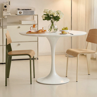 Nordischer Hochwertiger Metallfuß MDF Steinoptik Runder Tisch für Familiengebrauch Moderner Beistelltisch Restaurant Küche Esstisch
