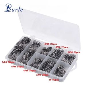 ชุดตะขอเบ็ดตกปลา50/75/150/160/300ชิ้นทำจากเหล็กกล้าคาร์บอนตะขอเข็มเดี่ยวหลายขนาดสำหรับปลาดุกเทราต์เบสปลาหมึก - Product Image 1