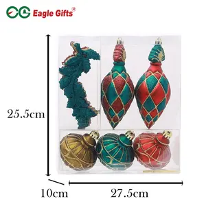 EAGLEGIFTS 11pcs verde e rosso decorazione albero di natale ornamenti