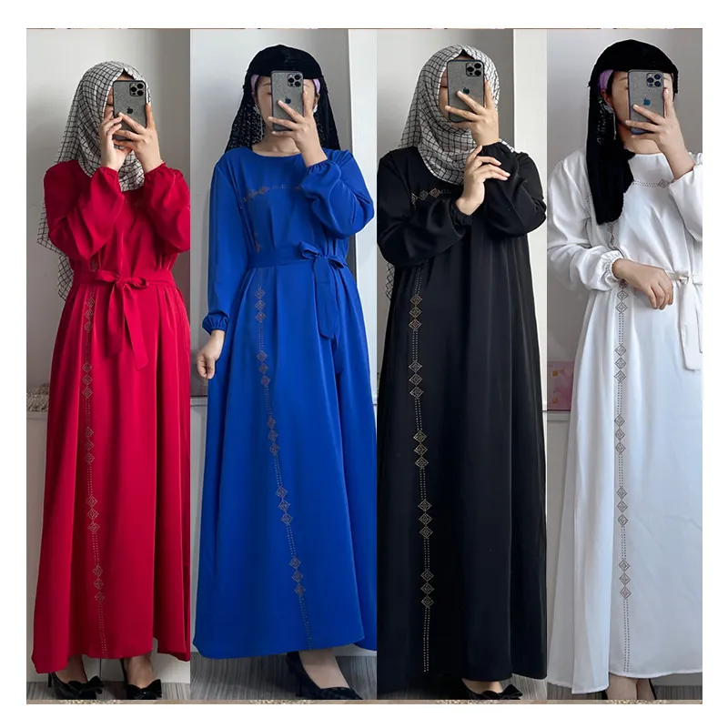 Groothandel Islamistische Etnische Kleding Effen Kleur Maleisische Mantel Mode Dames Moslim Lange Jurk Dubai Abaya