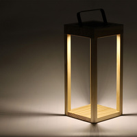 Lampes solaires d'extérieur, pour jardin, jardin, sol suspendu, patio, éclairage, lanternes à LED, voie à énergie solaire, cadre en bois, style naturel