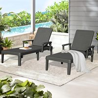 Ensemble de 2 chaises longues d'extérieur, avec dossier réglable en 6 positions et accoudoirs, chaise longue d'extérieur en résine imperméable