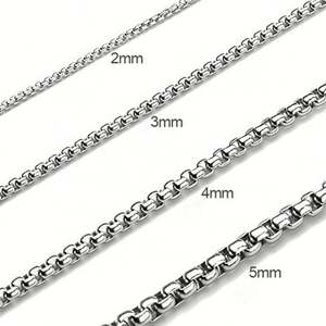 Silver High Polish Pearl <b>Chain</b> Necklace Men's Role square Box Pendants <b>Titanium</b> Steel Link <b>Chain</b> Contemporary Necklace Design - Product Image 4