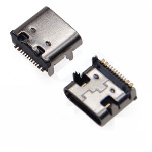 Connecteur femelle Type-C 16 broches USB 3.1 Gen1 avec 4 patins de fixation, montage SMT ou DIP pour charge rapide 5A - Product Image 3