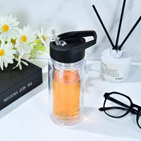 Gobelet à paille en PS à double paroi sans BPA, portable, transparent, pour enfants, camping, voyage, bureau, compatible lave-vaisselle, résistant à l'eau bouillante