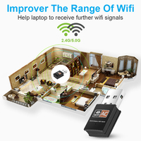 Adaptor Nirkabel Mini USB Internal Kecepatan 600Mbps untuk Windows 7/8/11 Tersedia