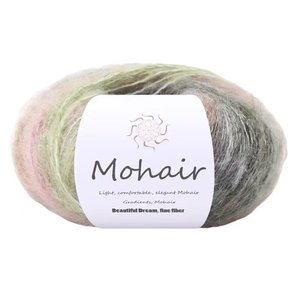 <span class=keywords><strong>Pelote</strong></span> <span class=keywords><strong>de</strong></span> fil fantaisie 25g en mohair et <span class=keywords><strong>laine</strong></span> mélangés, teint en dégradé, anti-bactérien, filé à l'anneau 16-36nm, pour chapeaux tissés faits main DIY - Product Image 4
