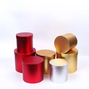 Cubo cilíndrico de metal para abrazar papel, caja de regalo de tres piezas en stock, Cubo de flores de papel de aluminio, regalos de gama alta para embalaje