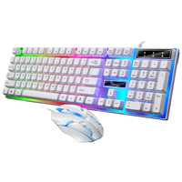 Clavier et souris T315 professionnels 104 touches USB 2.0 rétroéclairés LED pour ordinateur portable et de bureau, en plastique ABS, mécaniques, pour jeux