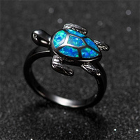 Vente en gros de bague en pierre d'opale de style européen et américain pour dames bijoux de bague de tortue en pierres précieuses australiennes naturelles