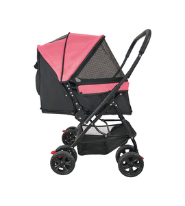 <span class=keywords><strong>Poussette</strong></span> <span class=keywords><strong>pour</strong></span> animaux de compagnie en tube d'acier portable avec double entrée, cordes de sécurité et grand stockage - Product Image 1