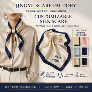 Scialle da Donna <span class=keywords><strong>in</strong></span> Chiffon di <span class=keywords><strong>Seta</strong></span> Stampato con Logo Ricamato Personalizzato 90x90cm Nuovo Design Hijab Sciarpa <span class=keywords><strong>in</strong></span> Raso di <span class=keywords><strong>Seta</strong></span> - Product Image 1