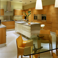 Meubles de cuisine modernes en bois massif et MDF mélaminé, finition laquée haute brillance, blanc, prêts à assembler, avec évier, directement de l'usine