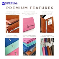 Selamat Hari Ibu, Dompet untuk Wanita, Dompet Kulit dengan Ukiran Laser, Dompet Panjang Kulit Sintetis dengan Tali untuk Pengukiran Laser